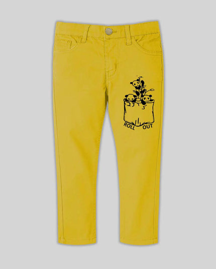 Yellow Cotton Black Printed Pent - RollOutBrand # # #