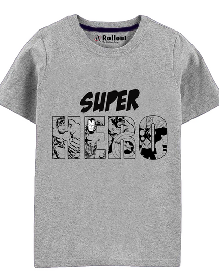 Gray Super Hero Kids T Shirt
