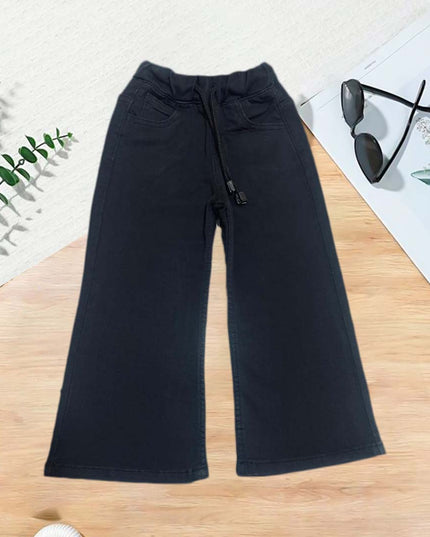 Girls black denim flapper jeans