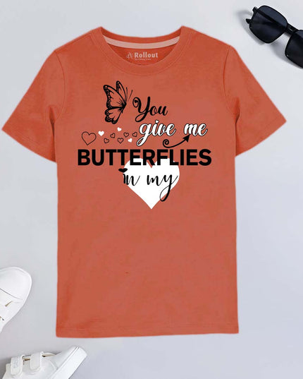 Brown BUTTERFLIES printed Tshirt