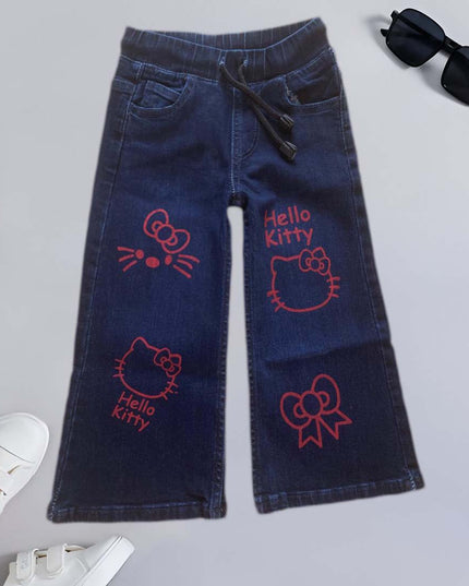 Hello kitty stylish Dark blue denim jeans flapper