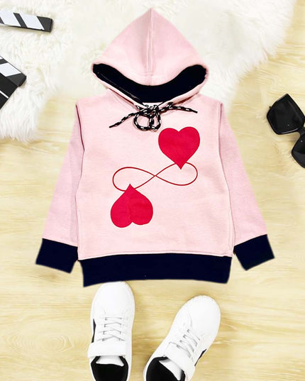 Pink red Heart kids hoodie