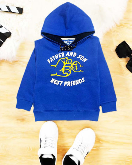 Father son best friend  blue kids hoodie