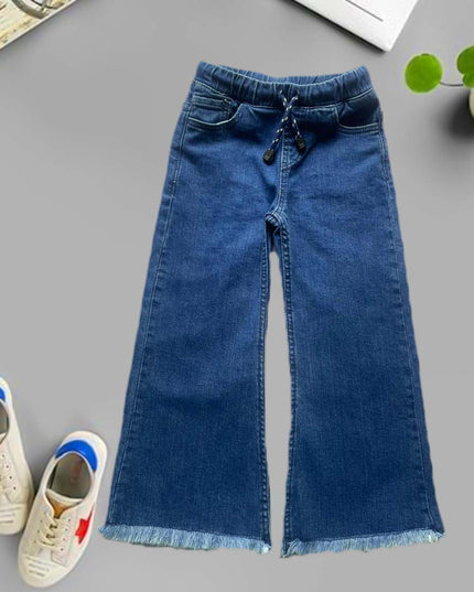 Girls mid blue denim flares flapper jeansk