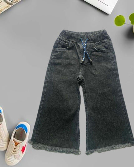 Girls Dark Grey Denim flapper jeans