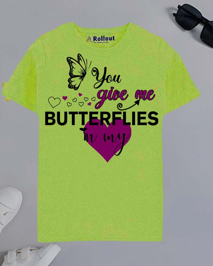 Green(parrot) BUTTERFLIES stylish Tshirt