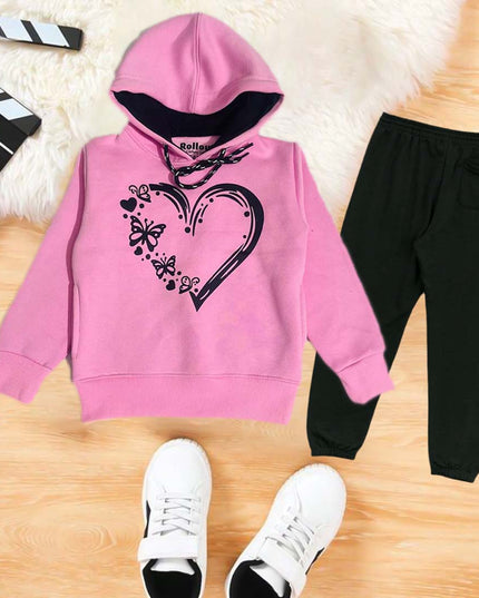 Pink Heart Hoodie set