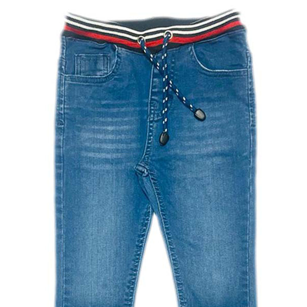 Sky blue fashion belt jeans