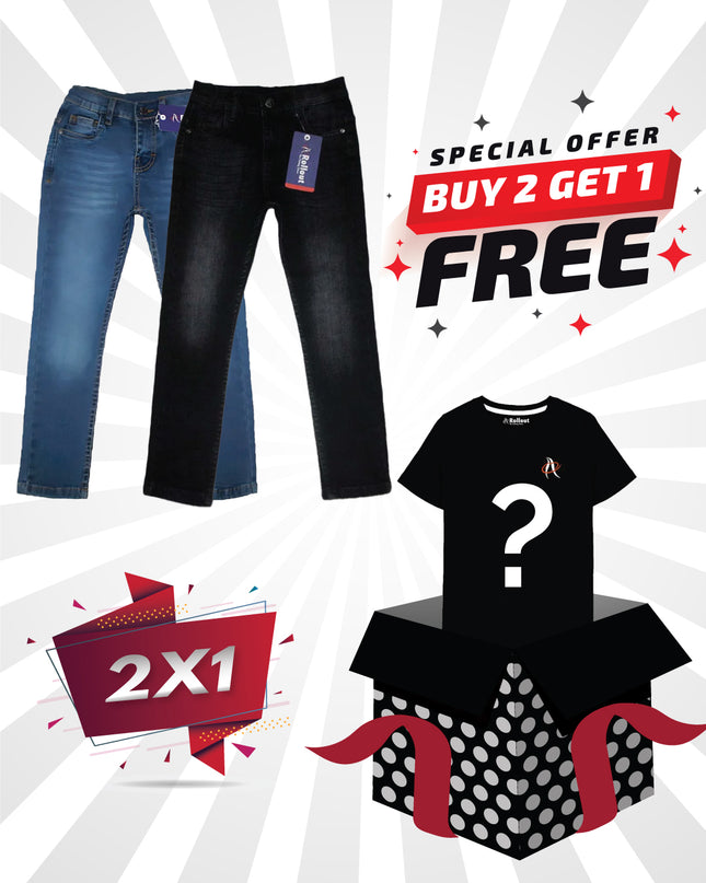 Buy 2 slim fit jeans Get 1 Tshirt free