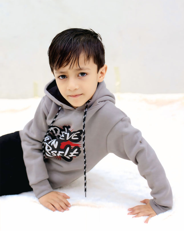 Believe in yourself  grey kids hoodie