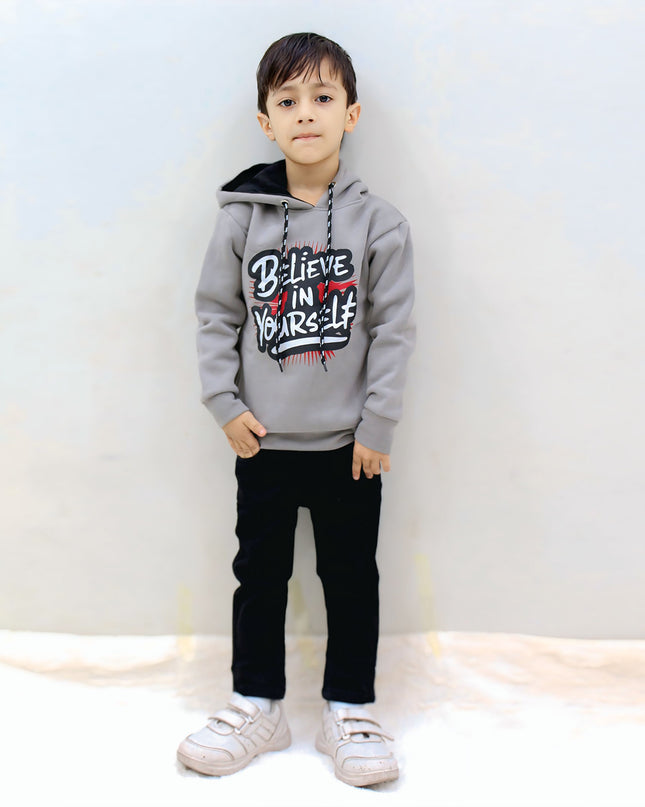 Believe in yourself  grey kids hoodie