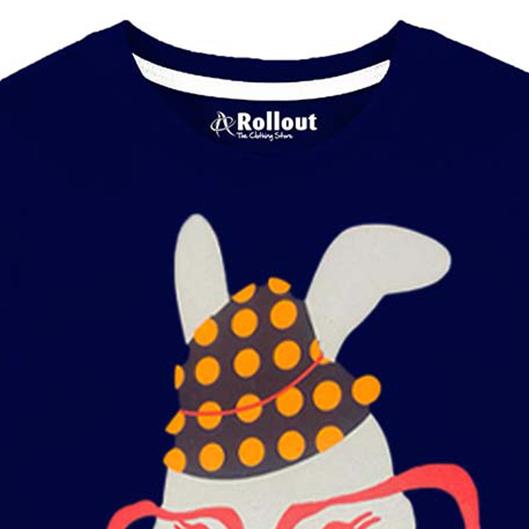 Navy blue Rabit printed T Shirt - RollOutBrand # # #