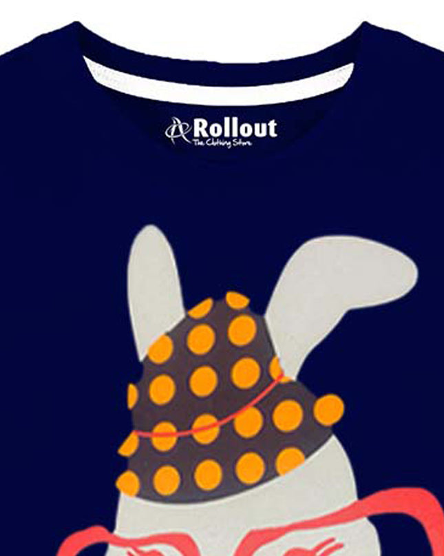 Navy blue Rabit printed T Shirt - RollOutBrand # # #