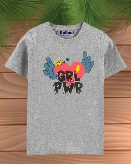GRL PWR Grey heart fly TShirt