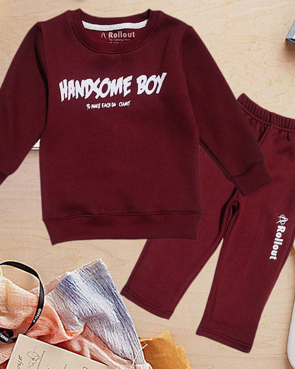 Handsome boy marone sweatshirt