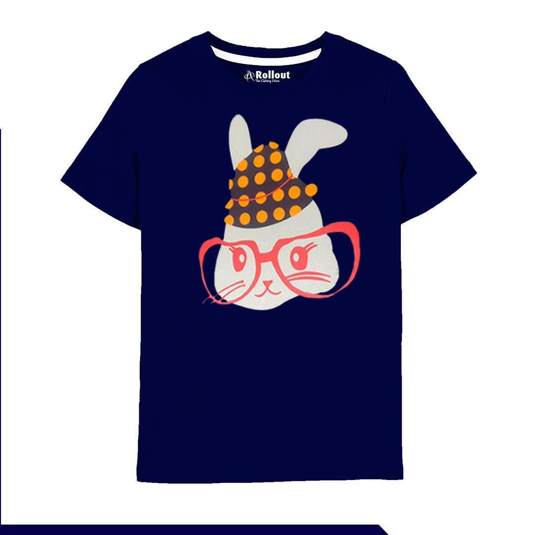 Navy blue Rabit printed T Shirt - RollOutBrand # # #