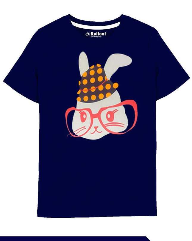 Navy blue Rabit printed T Shirt - RollOutBrand # # #