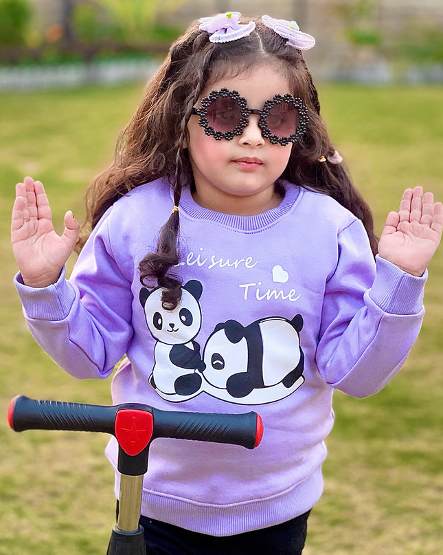 Sweet purple panda with black warm trouzr track suit set