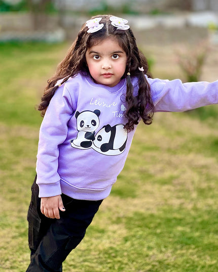 Sweet purple panda with black warm trouzr track suit set