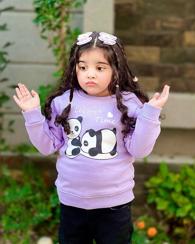 Sweet purple panda with black warm trouzr track suit set