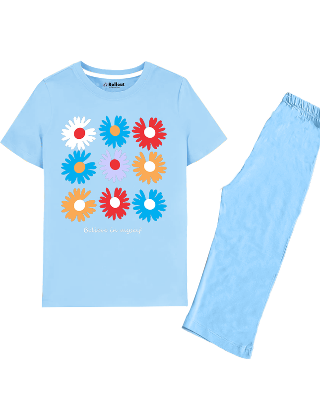 Sky blue Believe in myself T shirt & trouser - RollOutBrand # # #