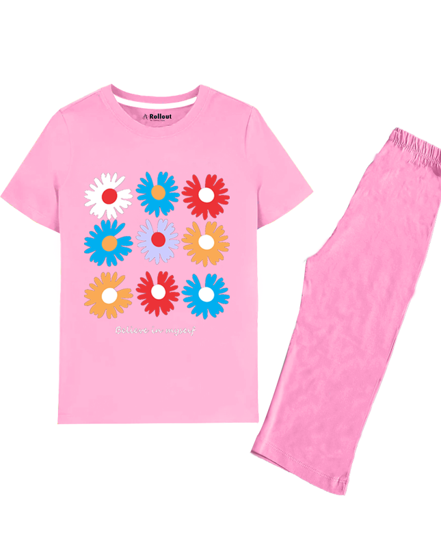 Pink Believe in myself Girl T Shirt &Trouser - RollOutBrand # # #