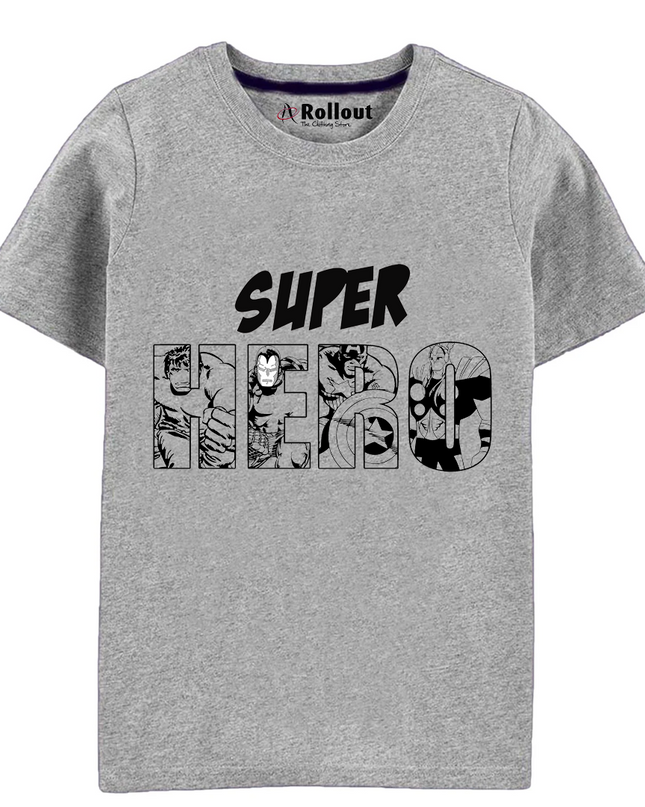 Gray Super Hero Kids T Shirt