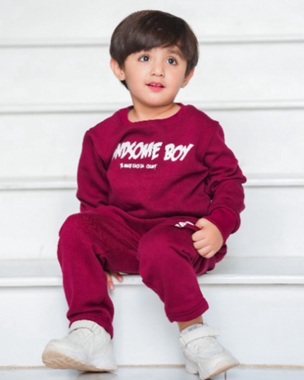 Handsome boy marone sweatshirt
