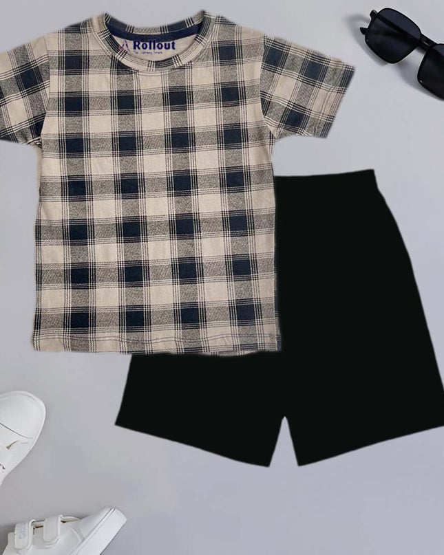 Black checkboard  Tshirt set
