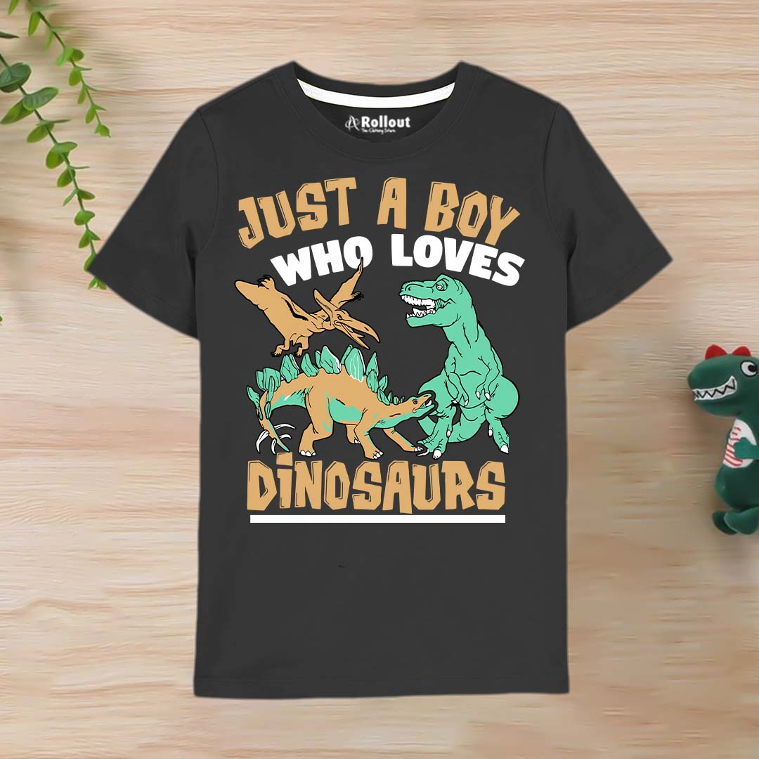 Black Dinosaur printed Boy Tshirt