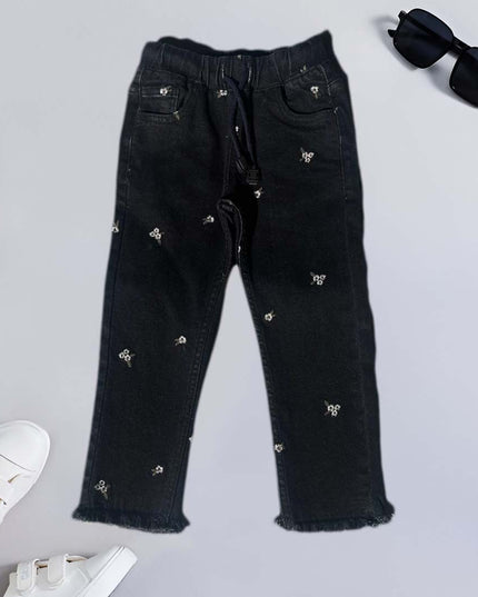 Black printed stylish denim jeans