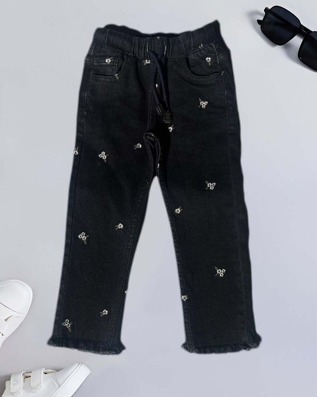 Black printed stylish denim jeans