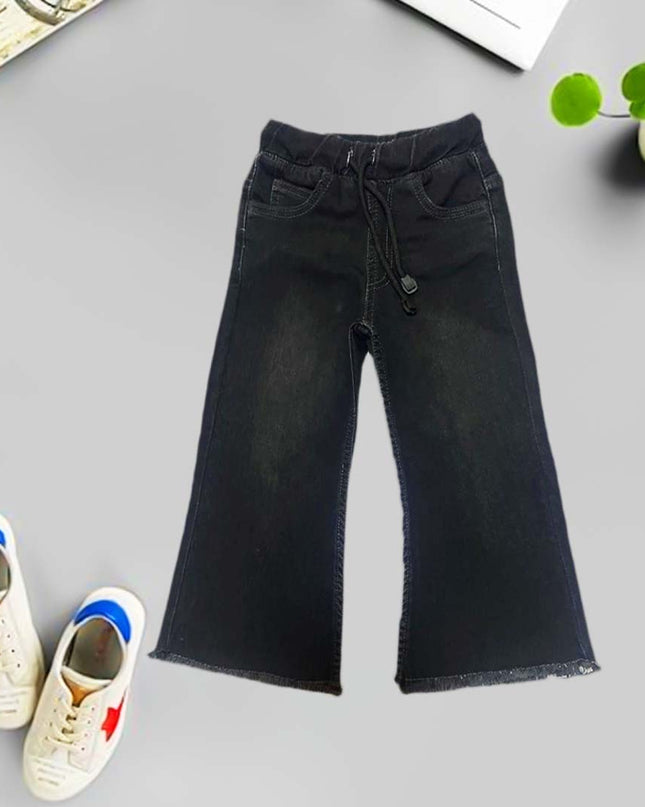 Girls Black Grey denim flapper jeans
