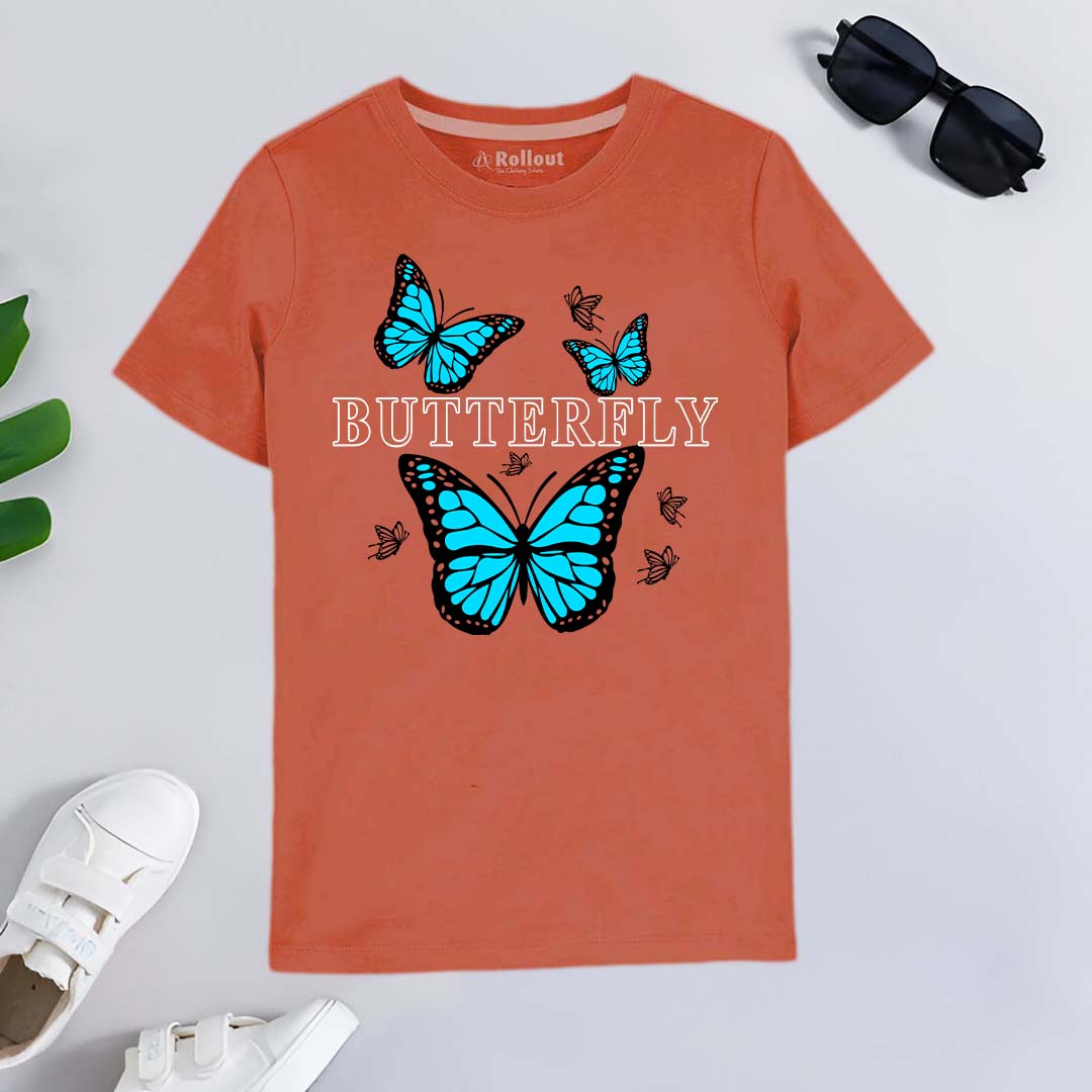 Brown  BUTTERFLY printed Tshirt