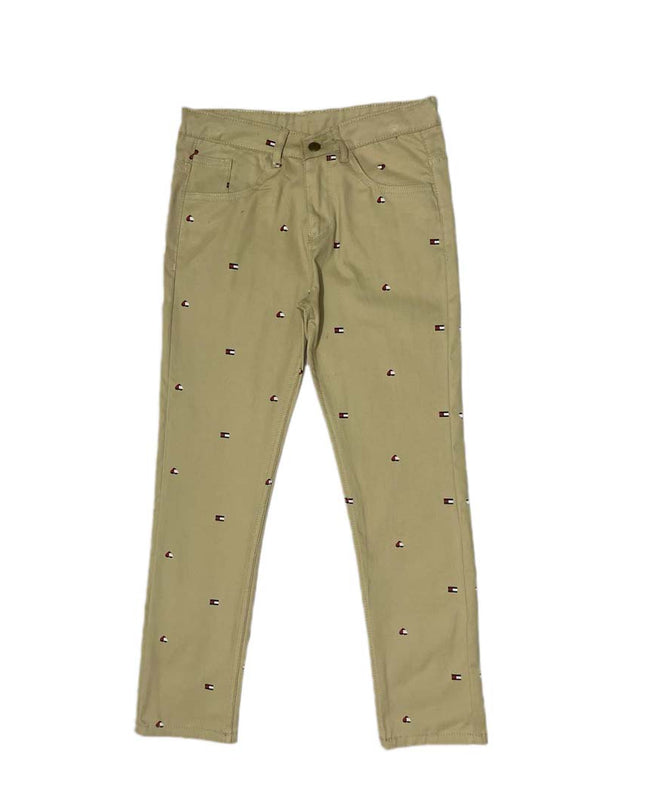 Camel Printed cotton pent slim fit - RollOutBrand # # #