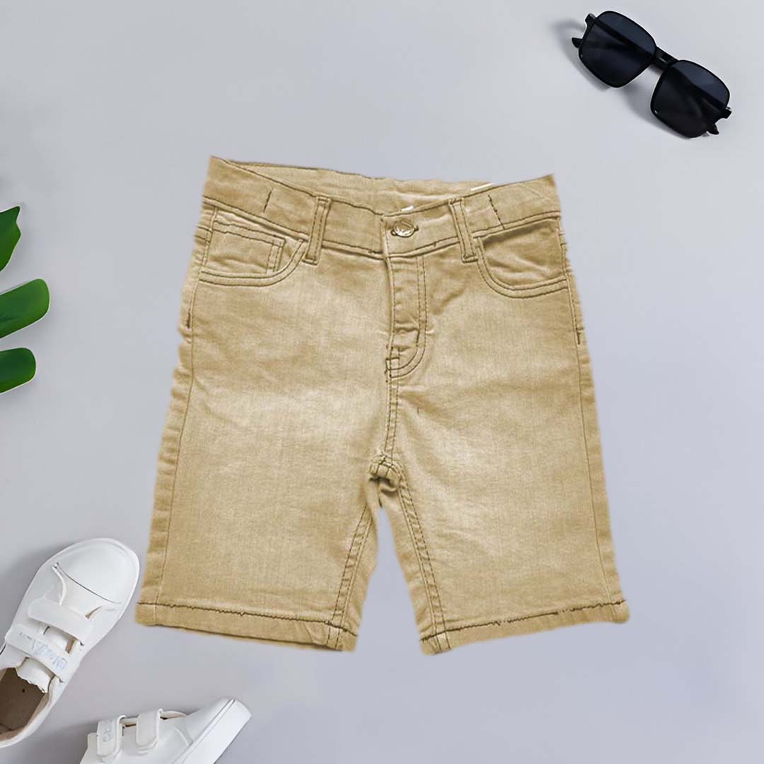 Denim light brown classic jeans shorts
