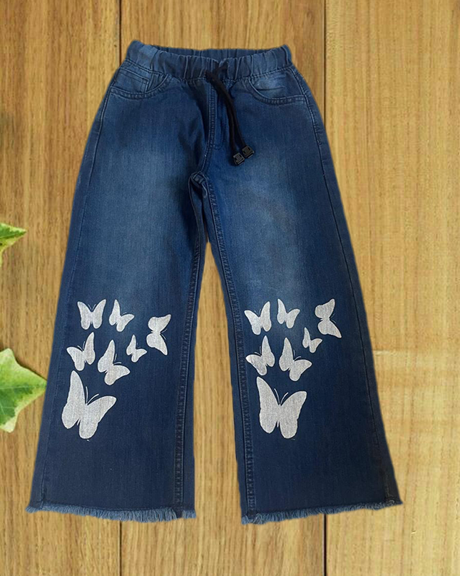 Girls DARK Blue Butterfly Printed  flapper