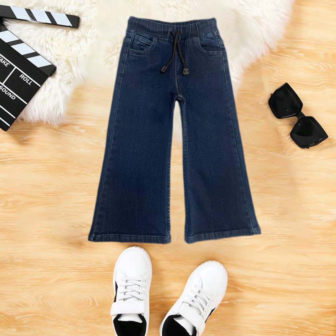 Girls dark blue denim flapper jeans