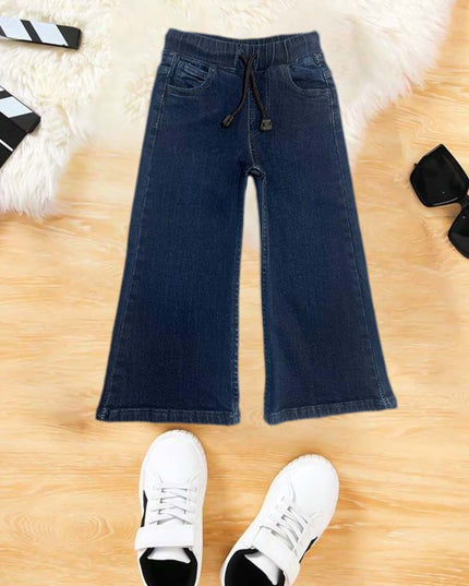 Girls dark blue denim flapper jeans