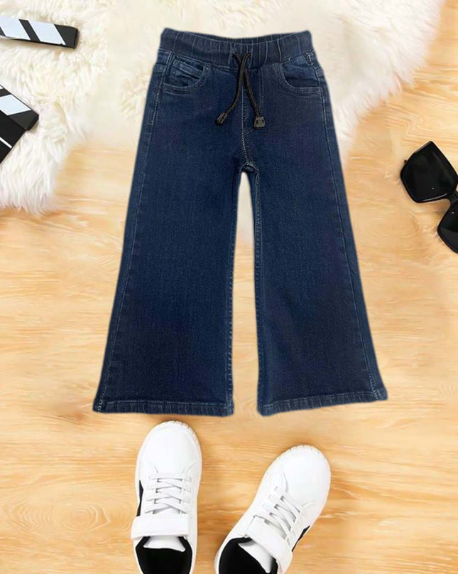Girls dark blue denim flapper jeans