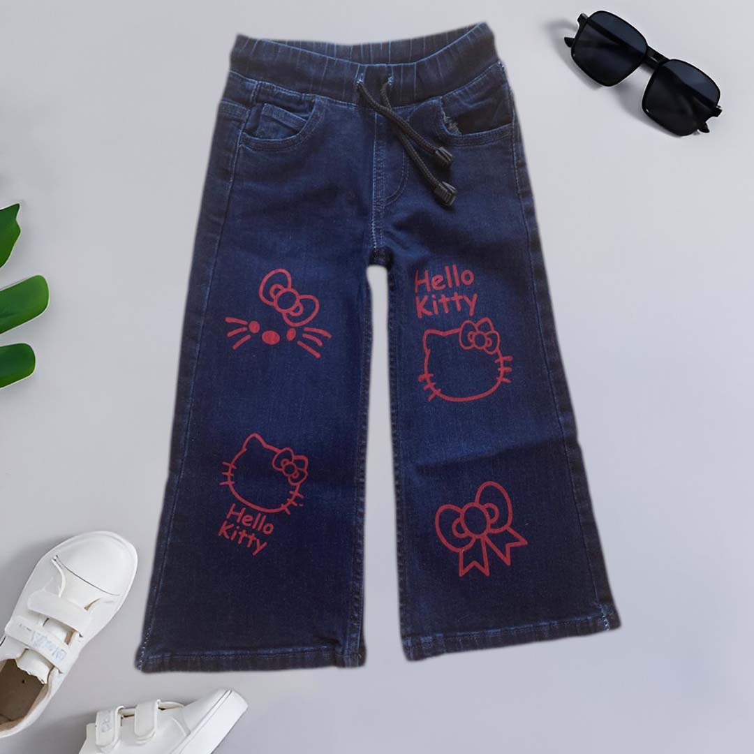 Hello kitty stylish Dark blue denim jeans flapper