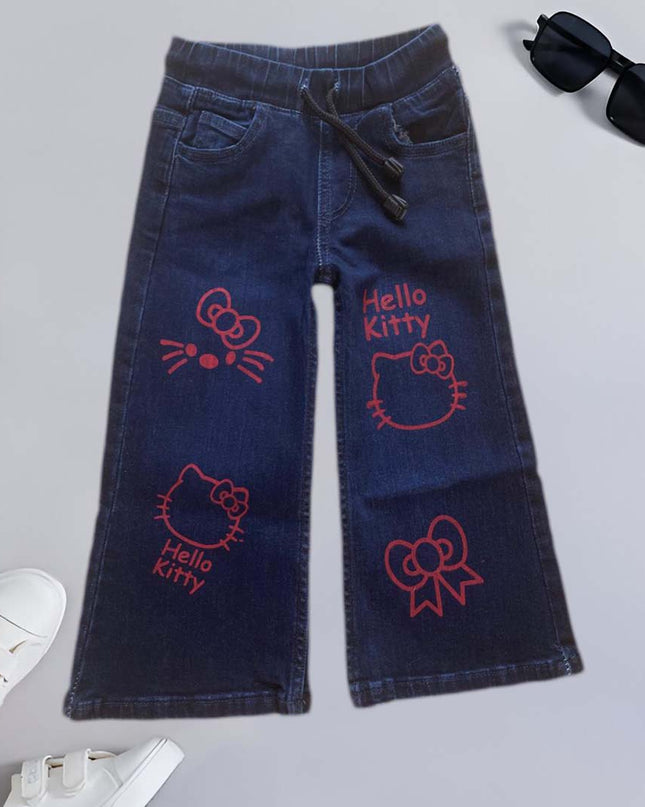 Hello kitty stylish Dark blue denim jeans flapper
