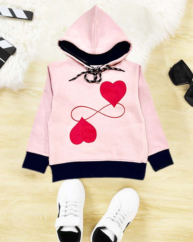 Pink red Heart kids hoodie