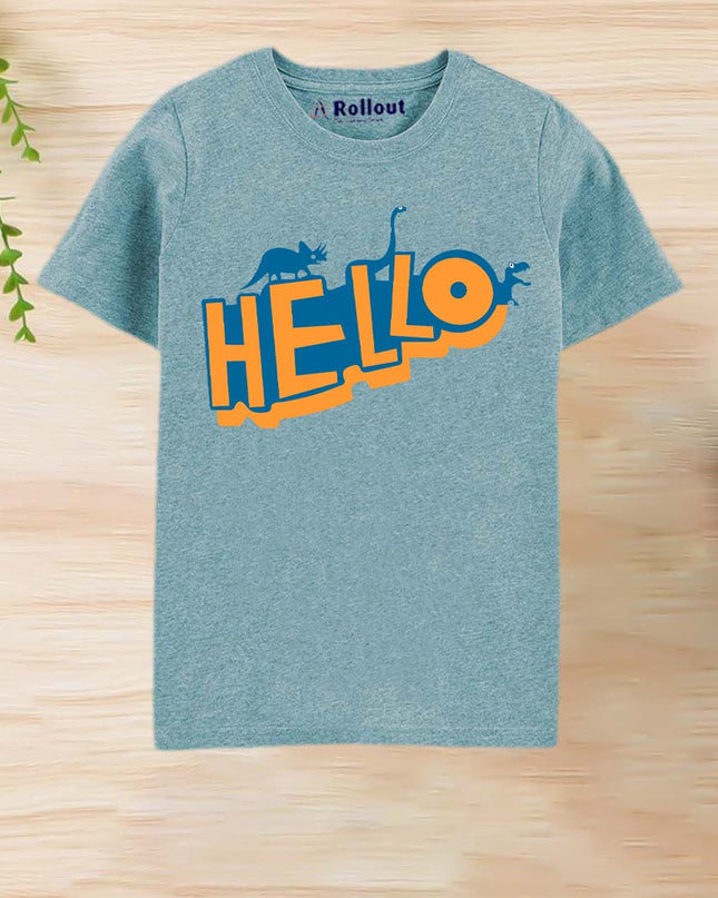 MID BLUE(HELLO)PRINTED T SHIRT