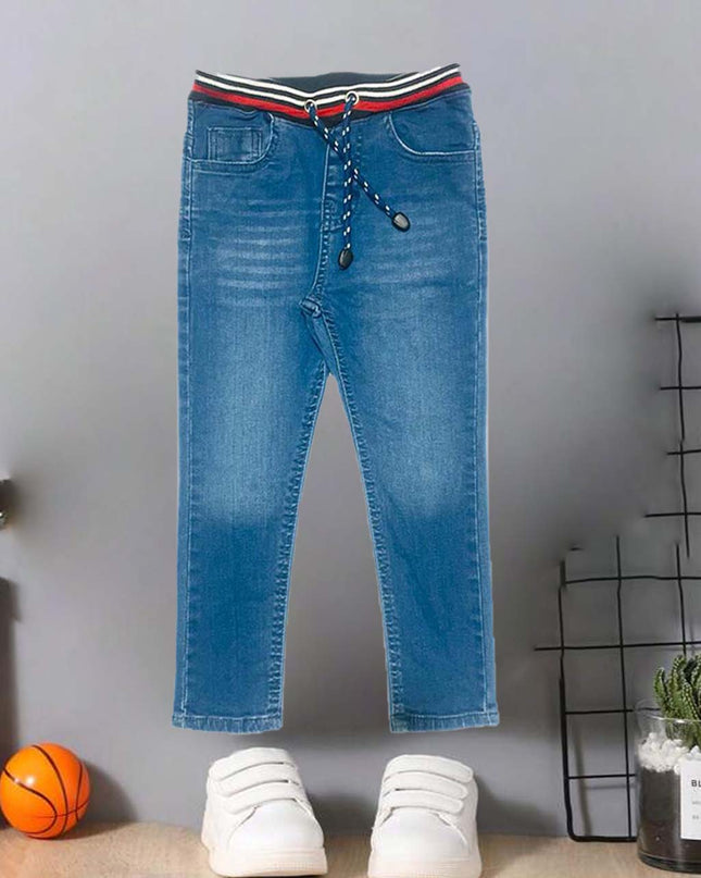 Sky blue fashion belt jeans