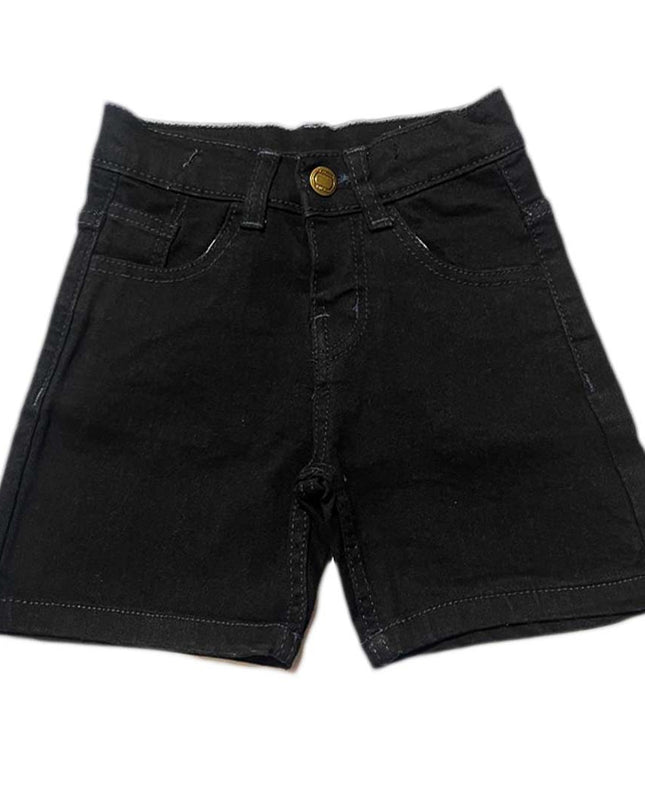 White Tshirt with Black denim jeans shorts set