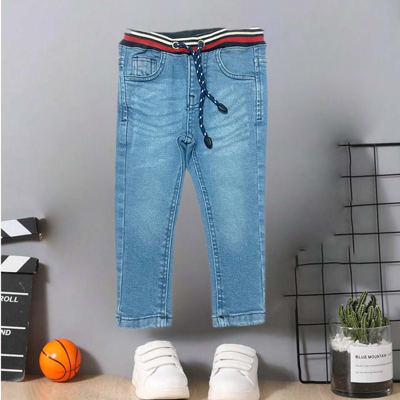 Light Sky blue fashion belt jeans