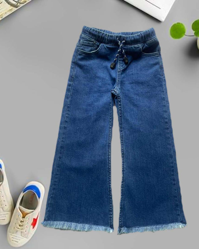 Girls mid blue denim flares flapper jeansk