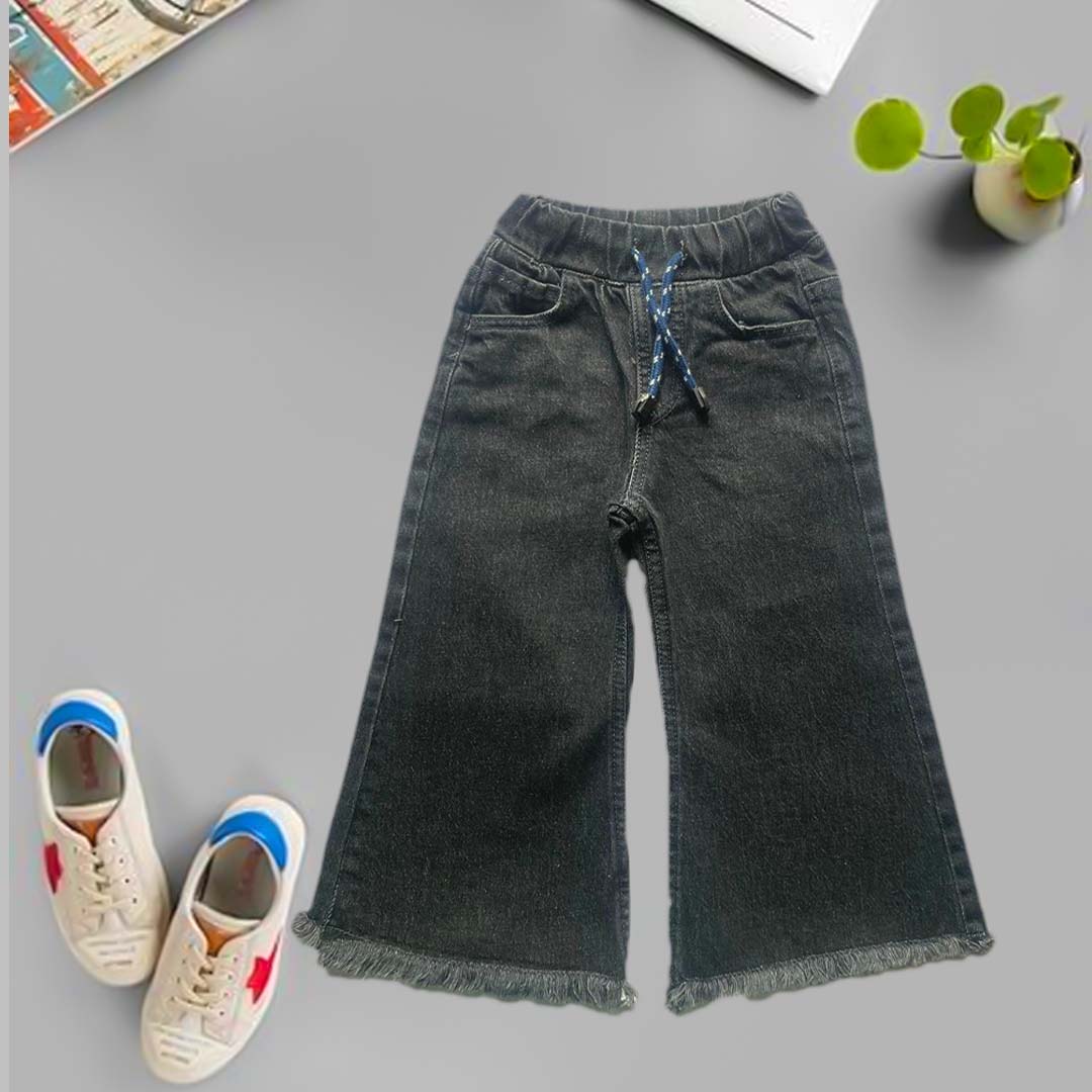 Girls Dark Grey Denim flapper jeans