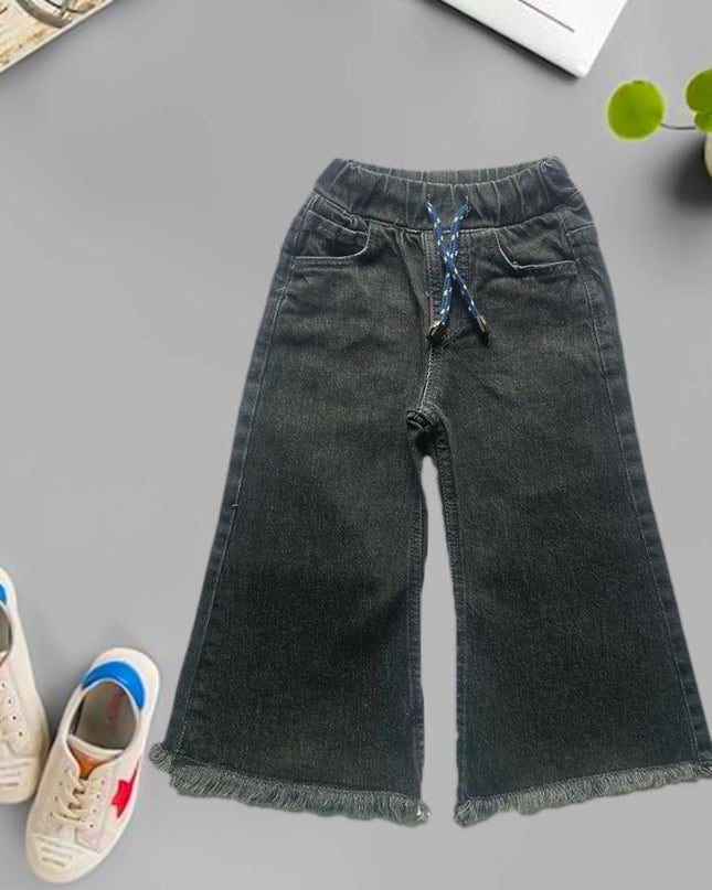 Girls Dark Grey Denim flapper jeans